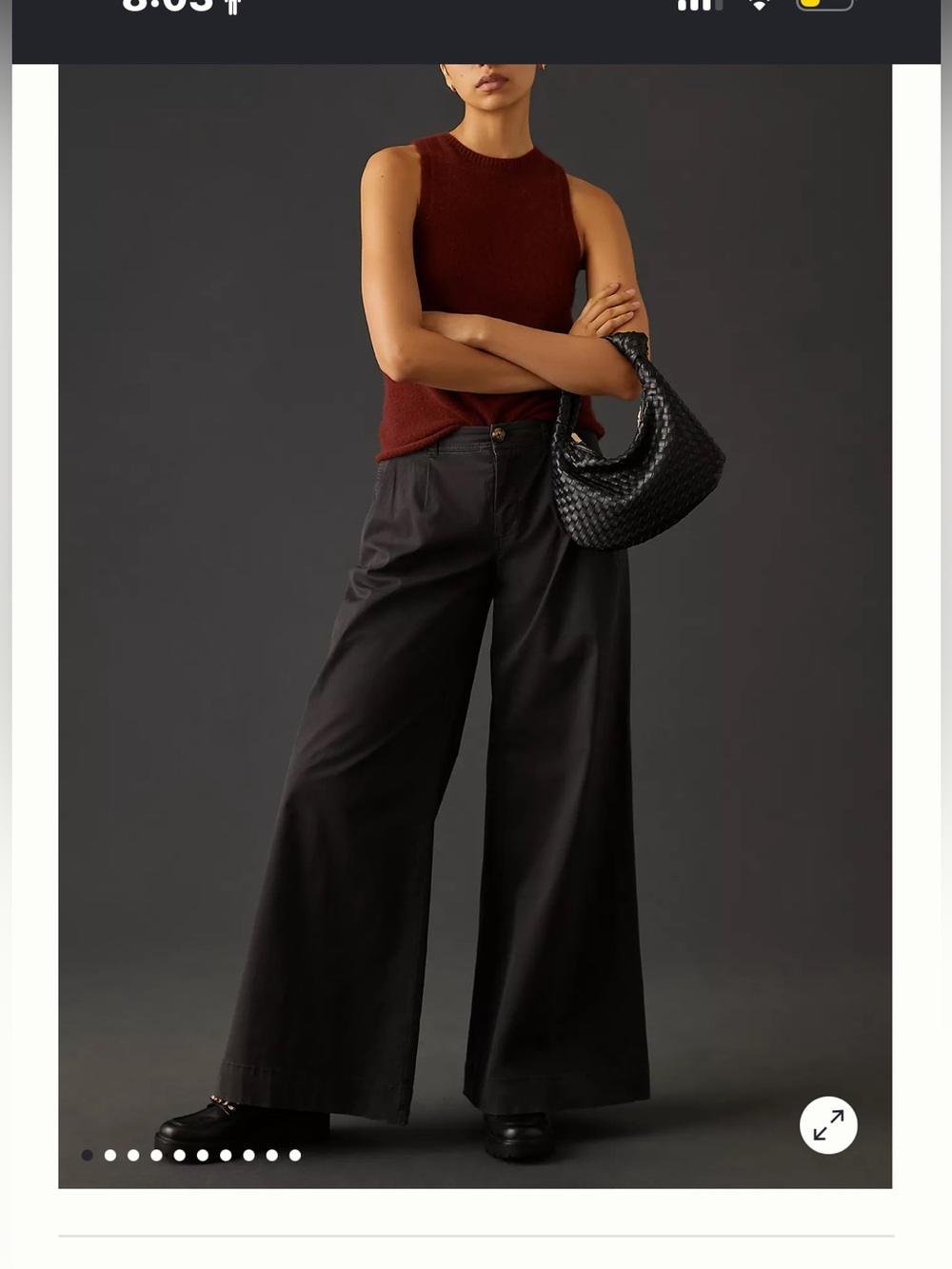 Anthropologie Wide-Leg pleated midrise Black Pants
